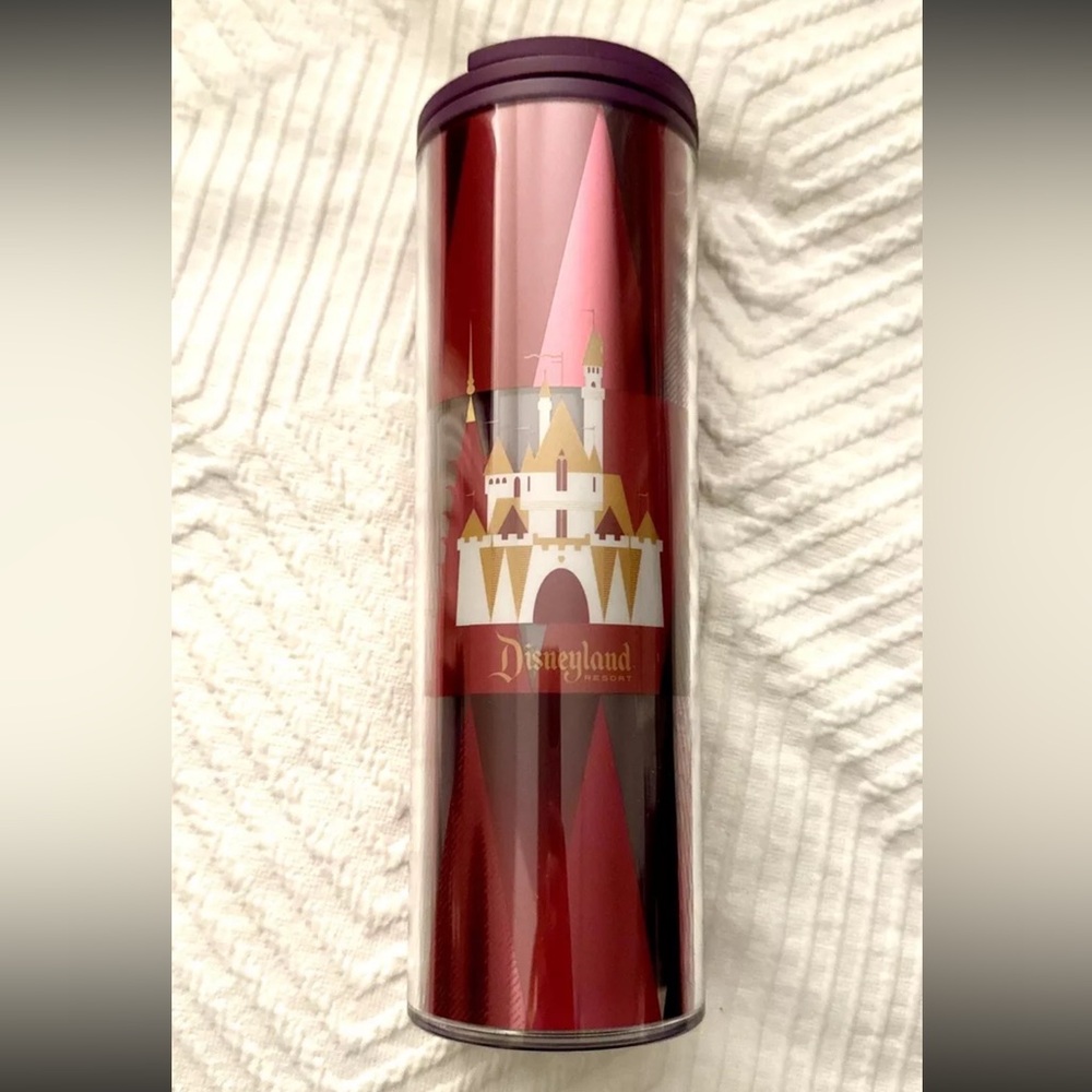 DISNEYLAND STARBUCKS RED SLEEPING BEAUTY CASTLE ACRYLIC TRAVEL TUMBLER - New! - Picture 2 of 4